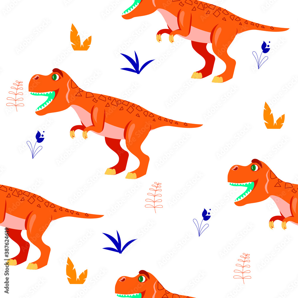 Cartoon dinosaur pattern. Vector illustration. Cartoon dinosaur pattern. Vector illustration.