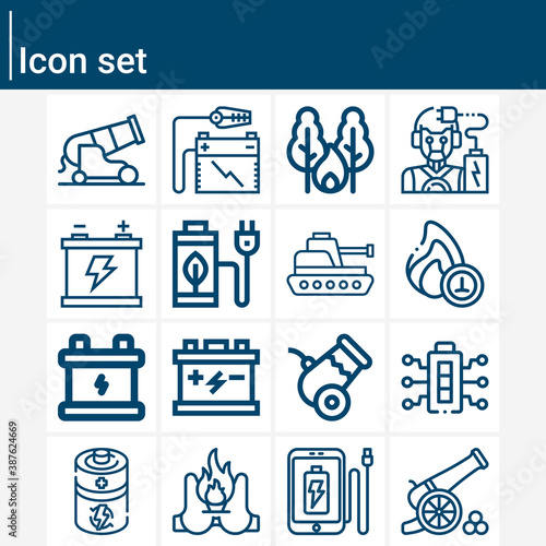 Simple set of firing related lineal icons.