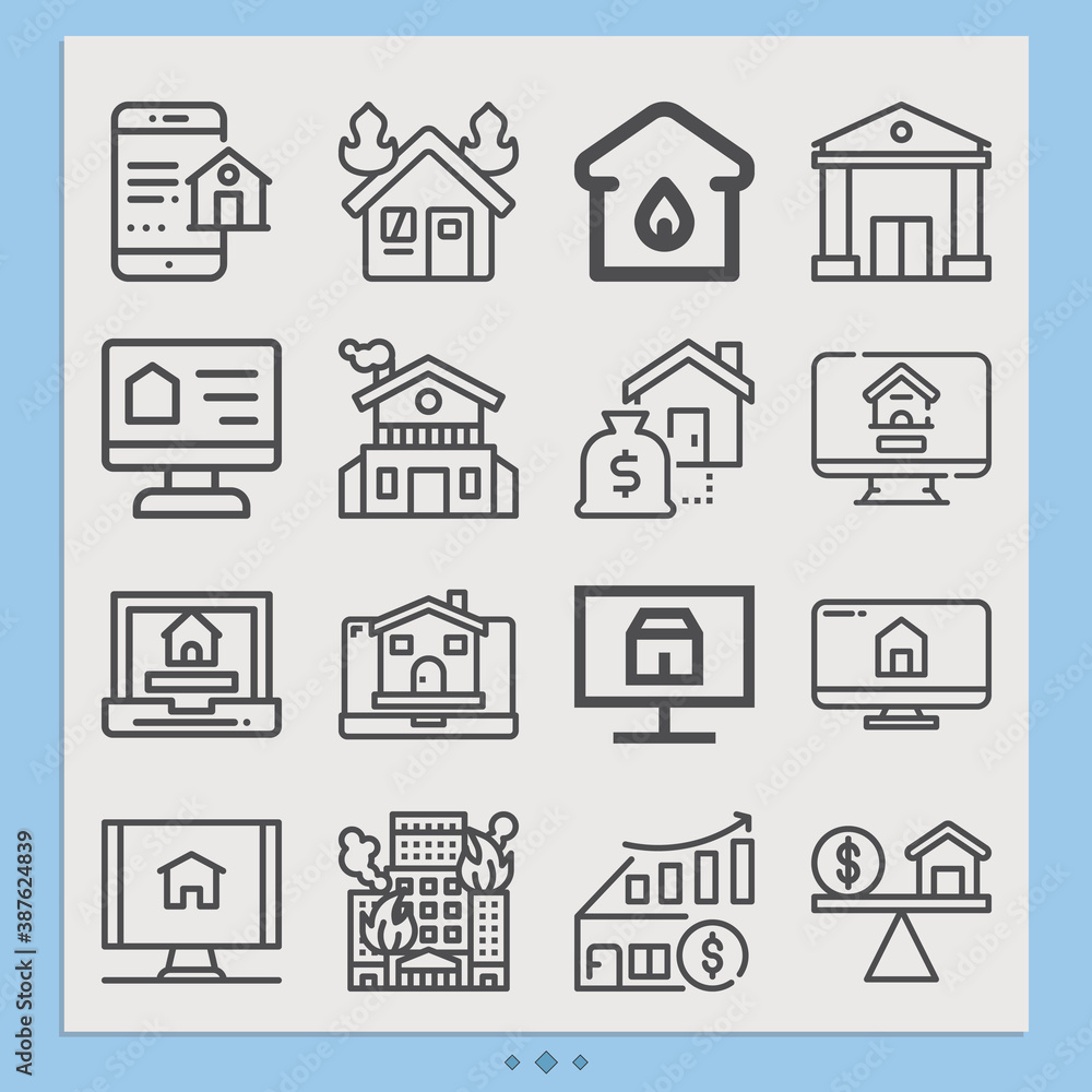 Simple set of landed related lineal icons. Simple set of landed related lineal icons.