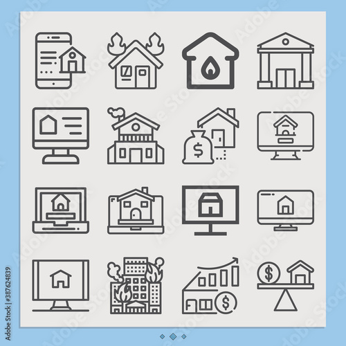 Simple set of landed related lineal icons.
