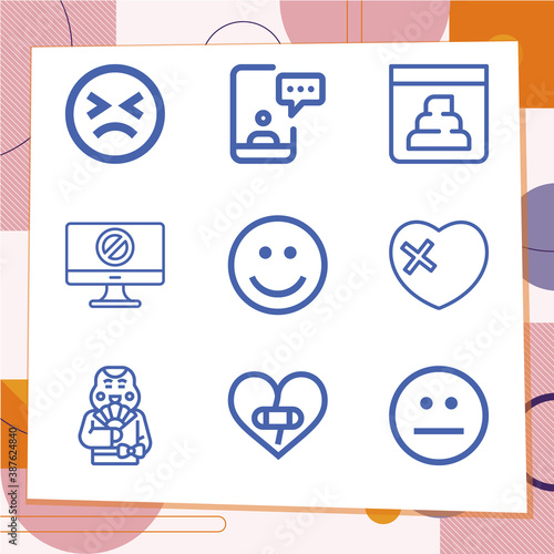 Simple set of 9 icons related to distress
