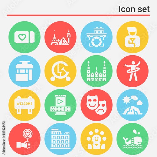 16 pack of hospitality  filled web icons set