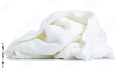 White warm knitted blanket on white background isolation