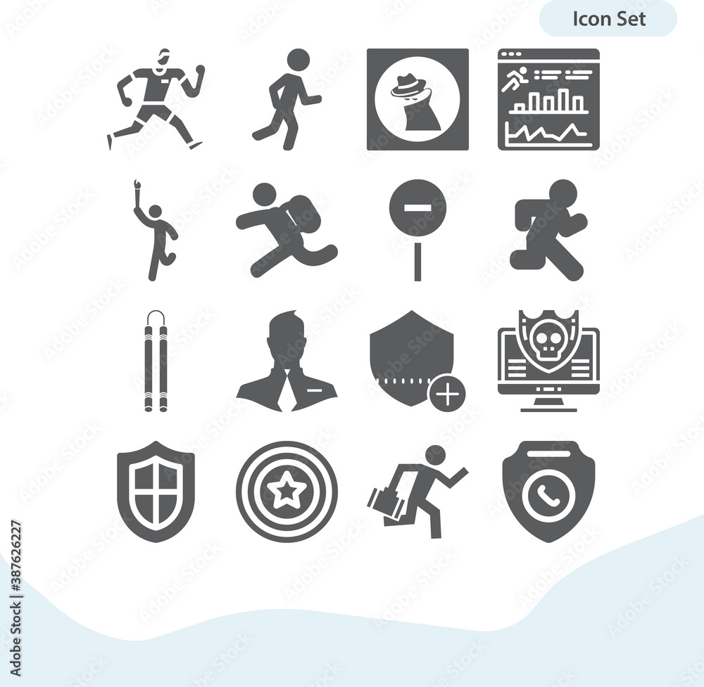 Simple set of rushing related filled icons. Simple set of rushing related filled icons.