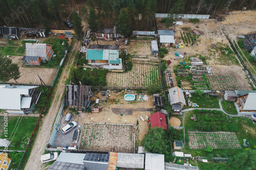 Wallpaper Mural Aerial Townscape of Suburban Village Cheremushki located in Northwestern Russia on the Kola Peninsula near the town Kandalaksha Torontodigital.ca