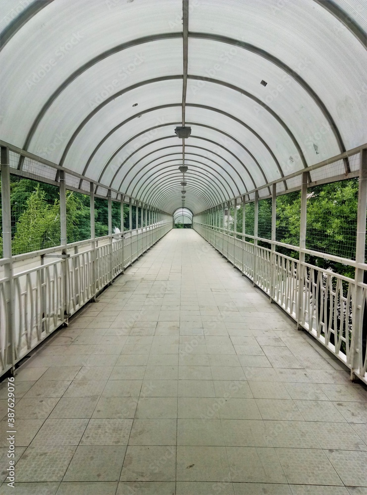 Indoor land crossing. Empty road Indoor land crossing. Empty road