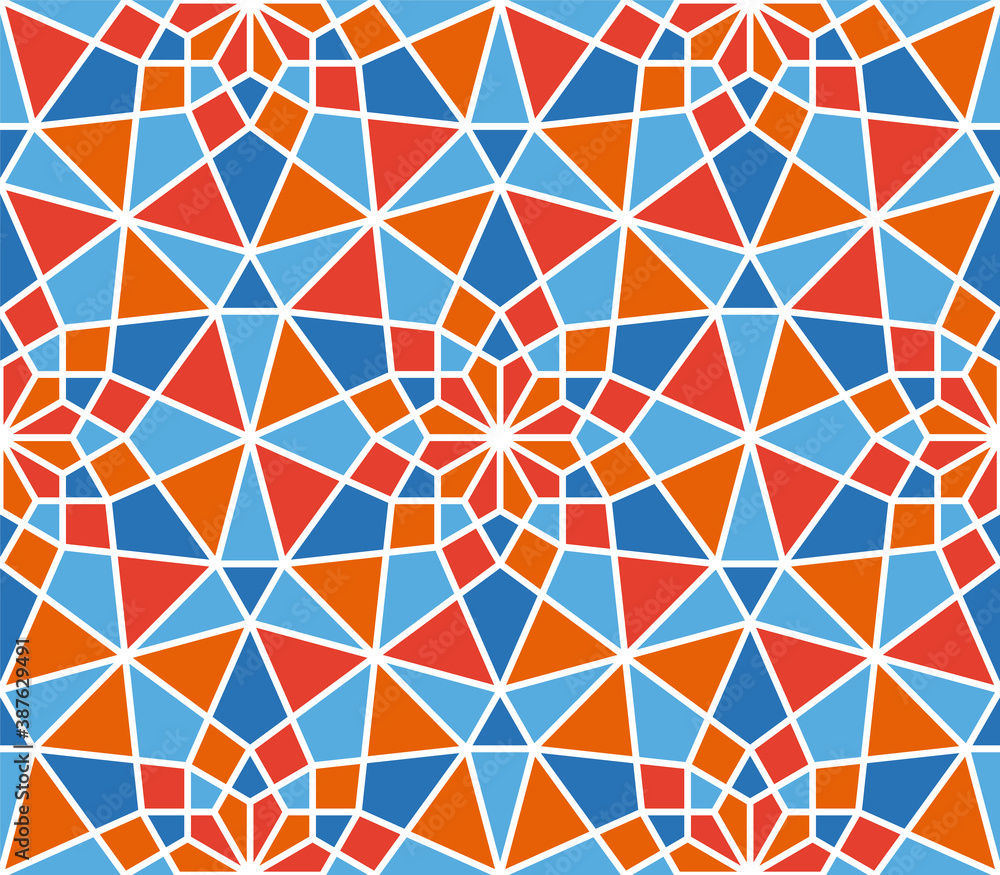 Arabic mosaic seamless pattern. Arabic style digital tapestry, textile print.