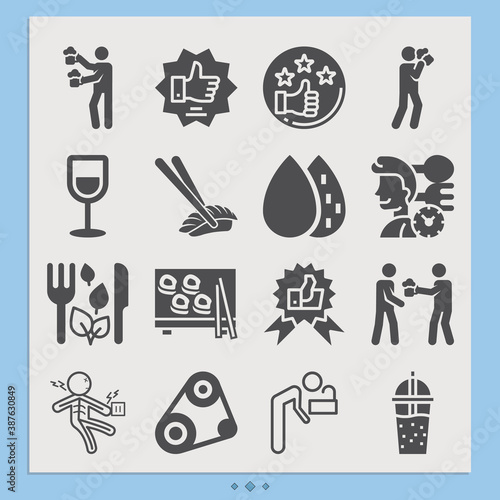 Simple set of intake related filled icons.