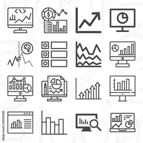 16 pack of analytics lineal web icons set