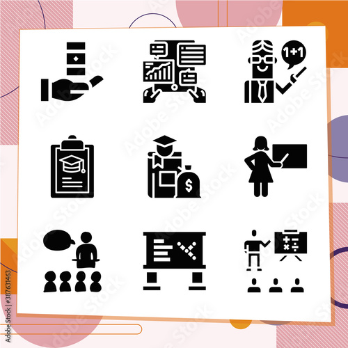 Simple set of 9 icons related to commandments