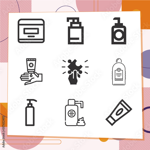 Simple set of 9 icons related to electrolyte