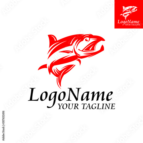 red salmon fish logo, vector illustrations