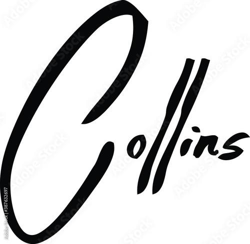 Collins-Female Name Modern Brush Calligraphy Cursive Text on White Background