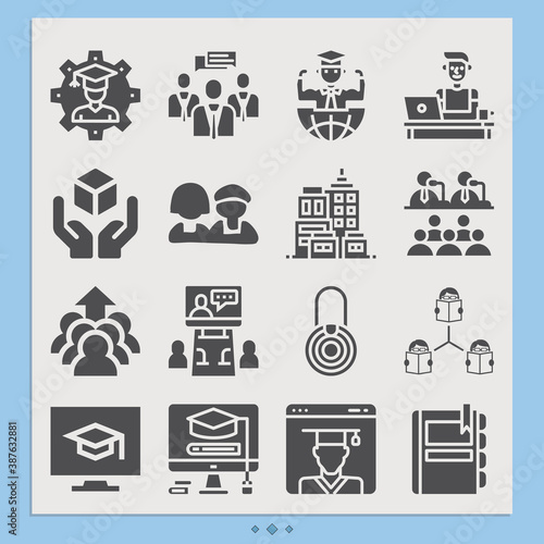 Simple set of attend related filled icons.