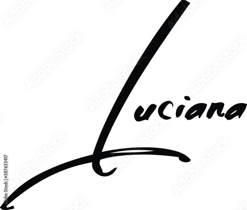 Luciana-Female Name Modern Brush Calligraphy Cursive Text on White Background photo
