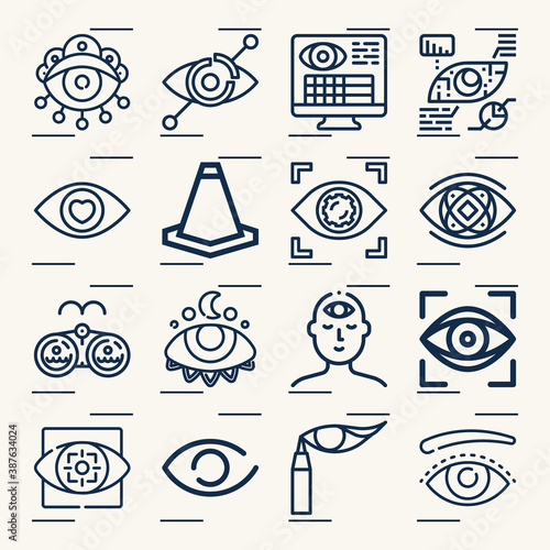 Simple set of retina related lineal icons.
