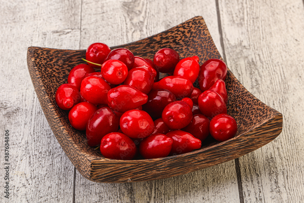 Sweet and ripe cornel berries