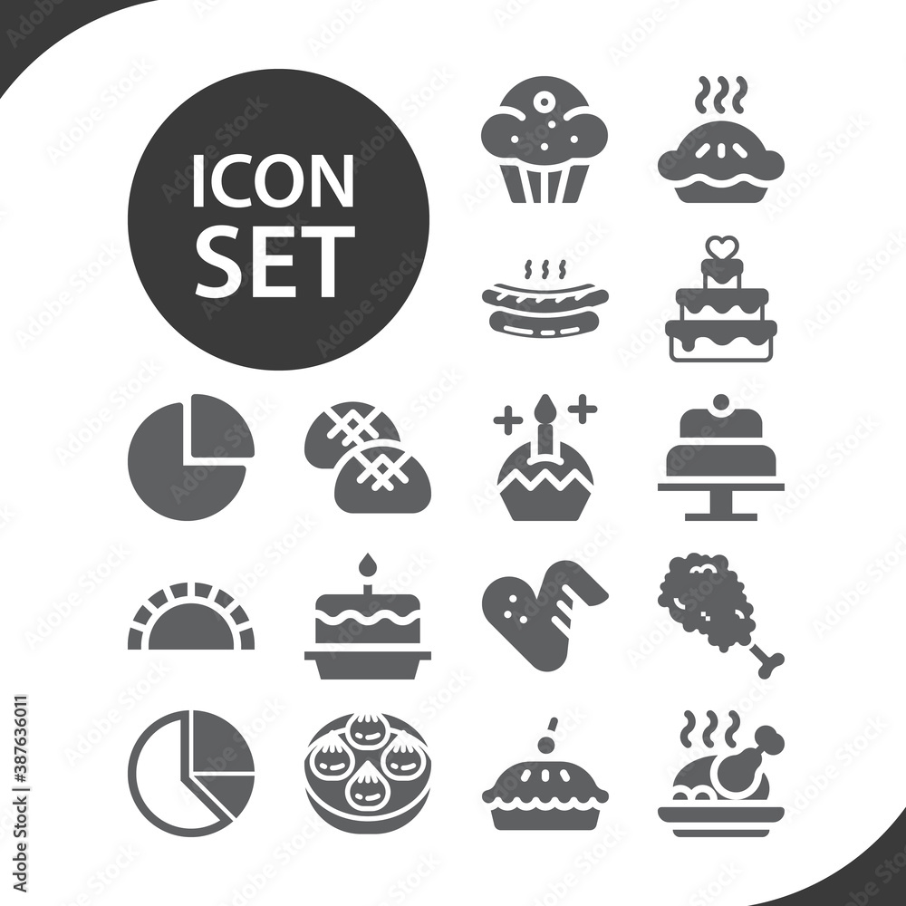 Simple set of baked related filled icons.
