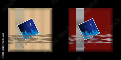 2 façons d’emballer vos cadeaux de Noël - style naturel ou élégant - décoré d’un ruban, de ficelle et d’une photo souvenir.