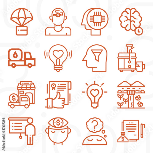 16 pack of provision  lineal web icons set