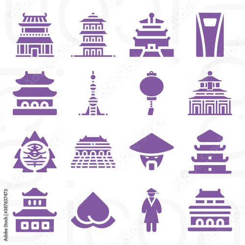 16 pack of shanghai  filled web icons set
