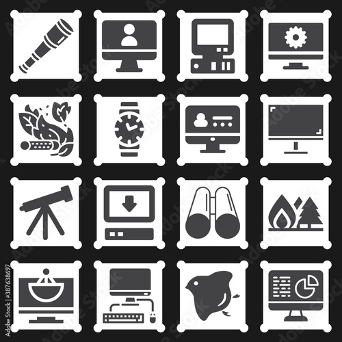 16 pack of observe  filled web icons set