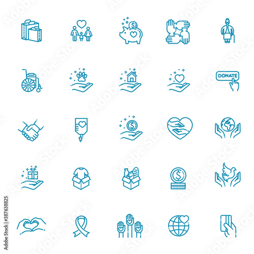 Charity - modern vector line design icons