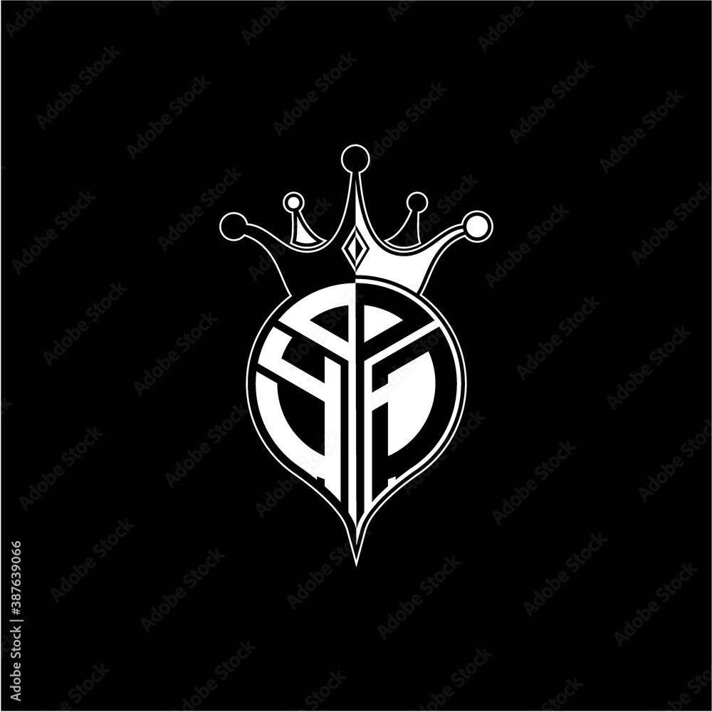 Y J circle monogram logo emblem style with clown crown shape vector decoration Y J circle monogram logo emblem style with clown crown shape vector decoration