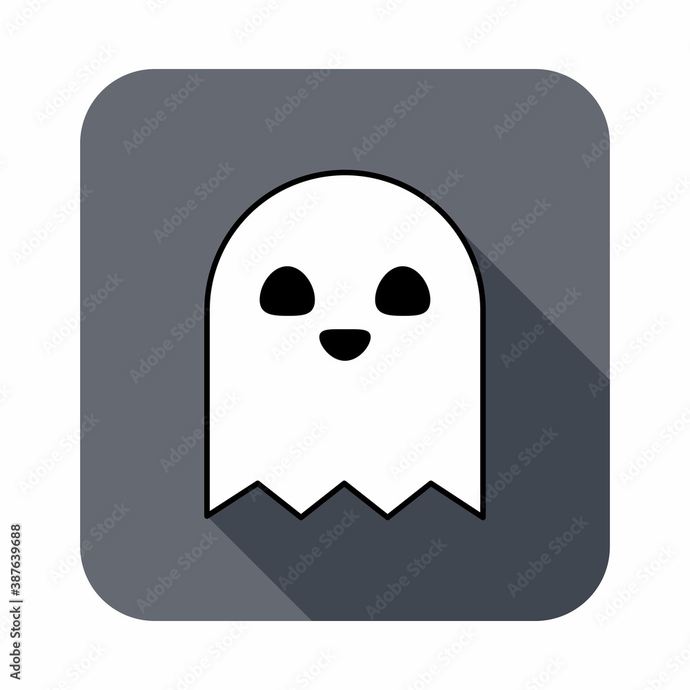 Fototapeta premium Halloween ghost, scary or cute cartoon spooky ghost, Halloween holiday.