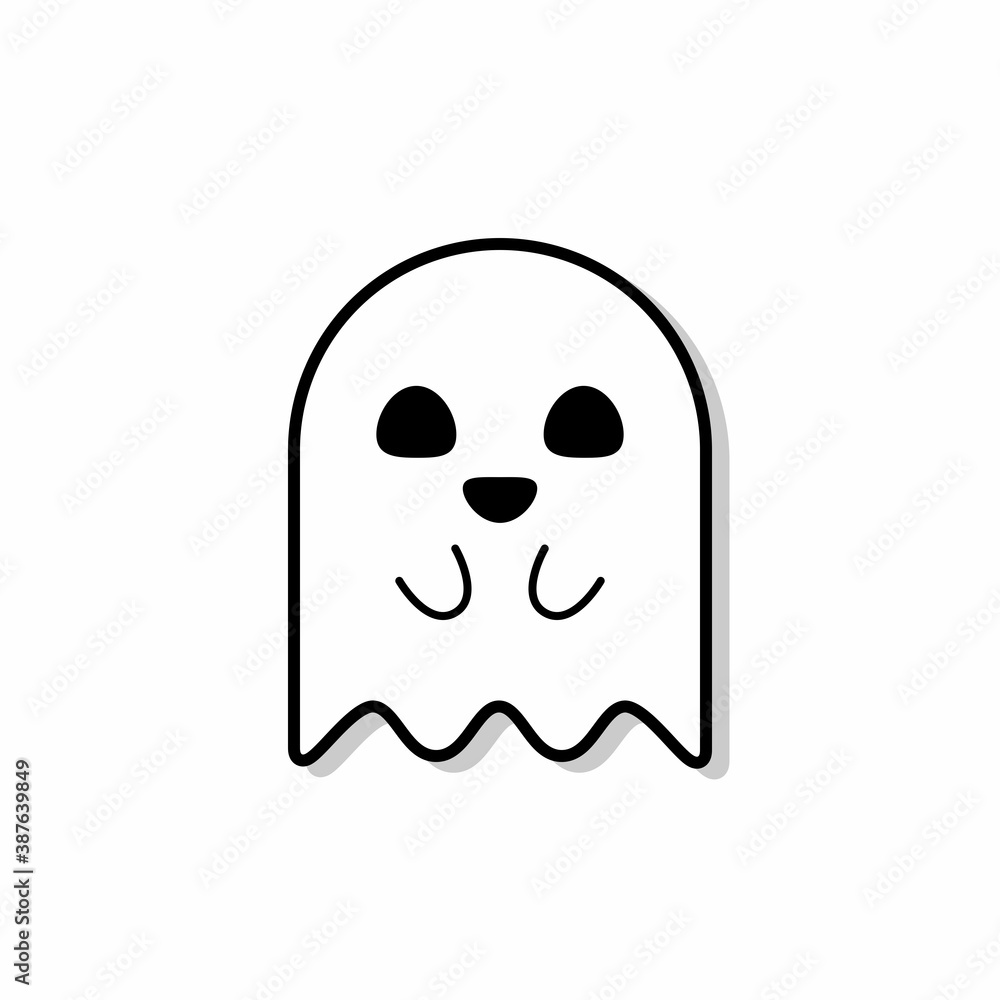 Halloween ghost, scary or cute cartoon spooky ghost, Halloween holiday.