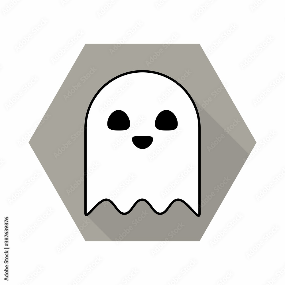 Fototapeta premium Halloween ghost, scary or cute cartoon spooky ghost, Halloween holiday.