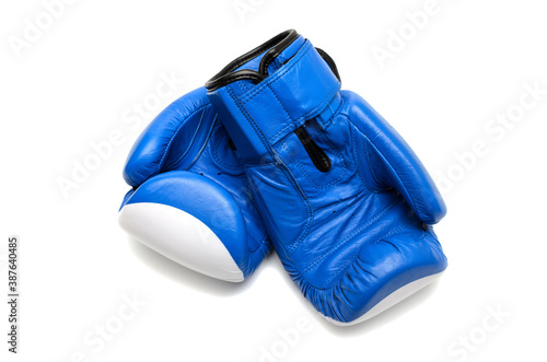 blue boxing gloves isolated on white background