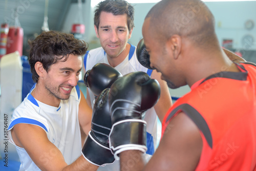 portrait of people joking during boxing training © auremar