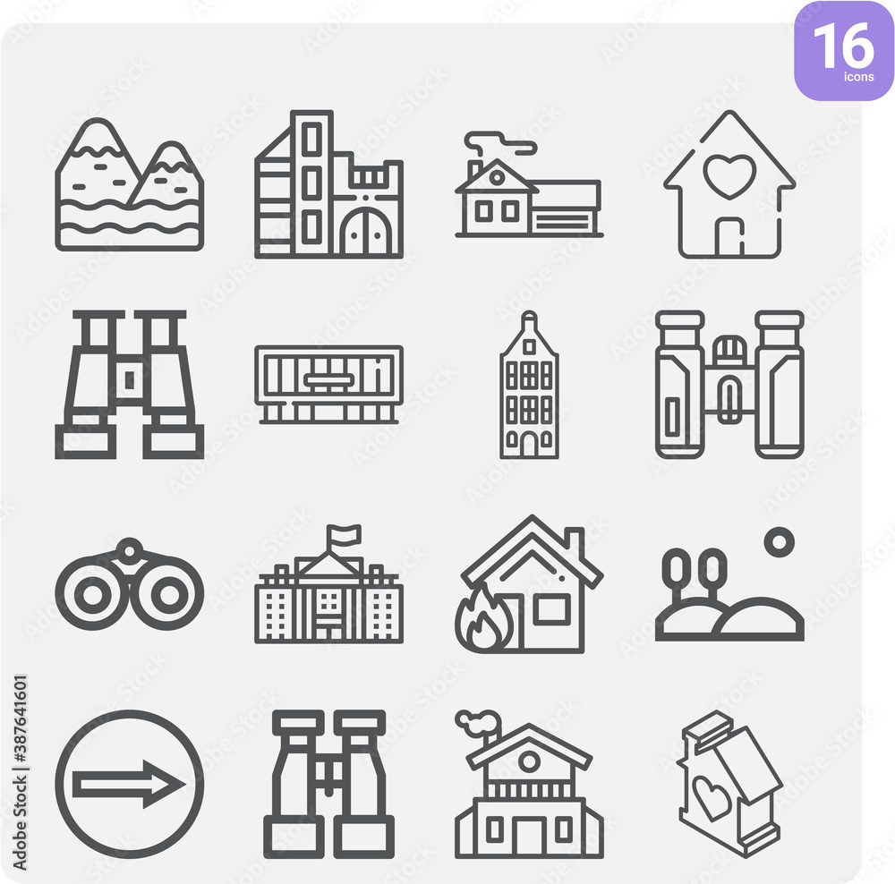Simple set of neighborhood related lineal icons.