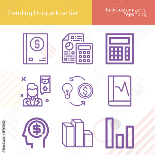 Simple set of dependent related lineal icons.