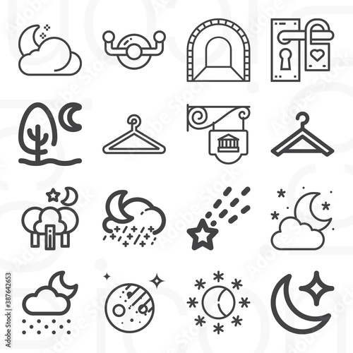 16 pack of darkness  lineal web icons set