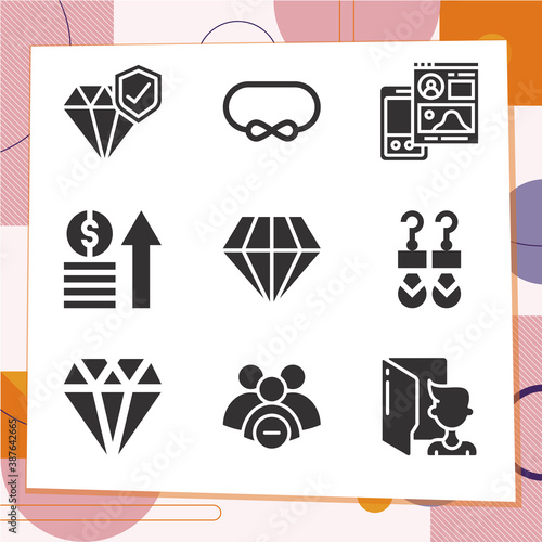 Simple set of 9 icons related to revenues