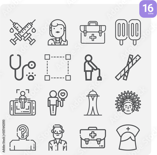 Simple set of staff related lineal icons.