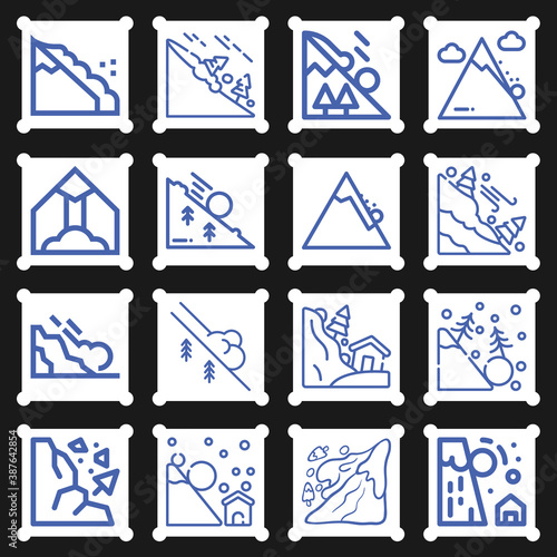 16 pack of avalanche  lineal web icons set
