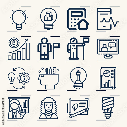 Simple set of estimate related lineal icons.