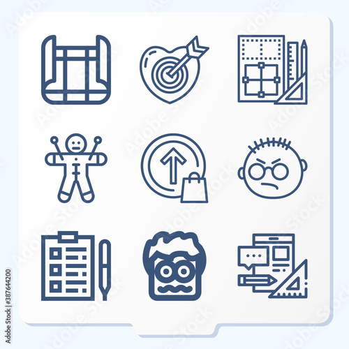 Simple set of 9 icons related to mean