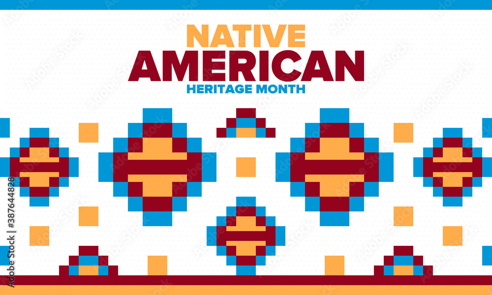 Native American Heritage Month in November. American Indian culture. Celebrate annual in United States. Tradition pattern. Poster, card, banner and background. Vector ornament, illustration