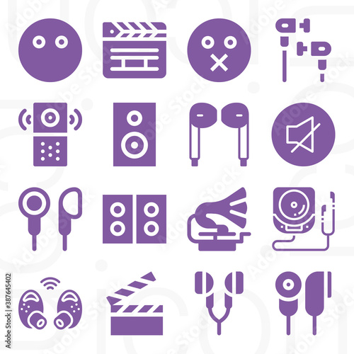 16 pack of music and multimedia  filled web icons set