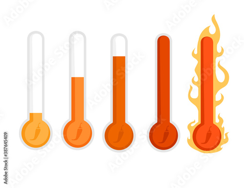 Scoville pepper heat scale low to extra spicy hot flat vector illustration on white background photo