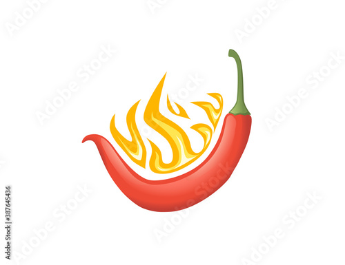 Burning hot red chili pepper flat vector illustration of hot vegetables spicy food ingredient