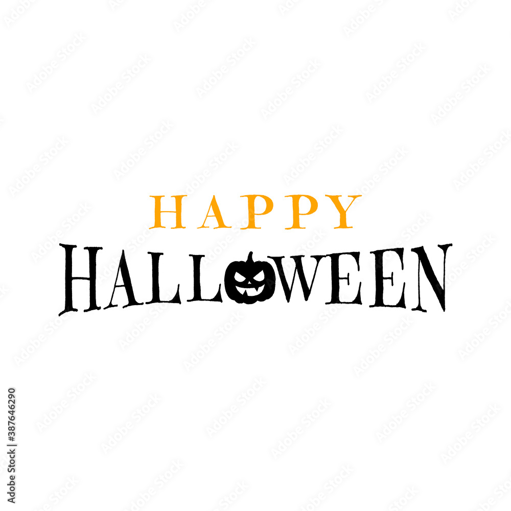 Happy Halloween text with pumpkin