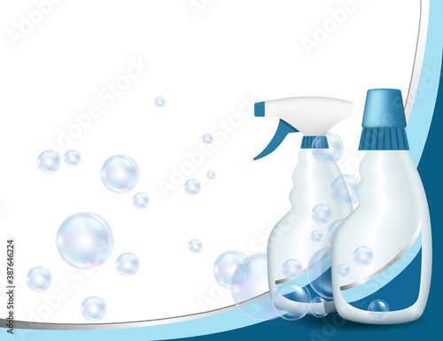 Realistic templates package for bottles toilet cleaner plastic bottles with cleaning gel vector illustration