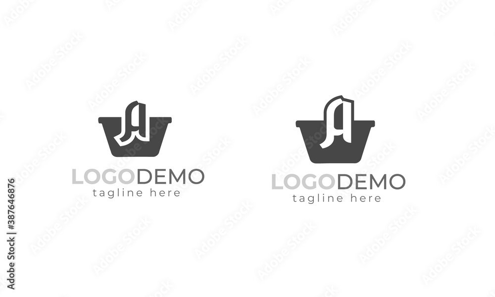 Shopping Basket And initialA latter logo design vector Illustration . Shopping Basket And initialA latter logo design vector Illustration .