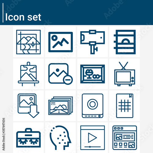 Simple set of square related lineal icons.