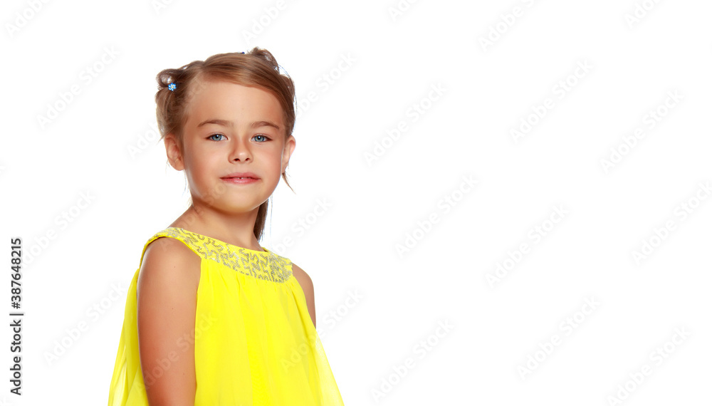 Portrait of a little girl close-up.Isolated on white background. Portrait of a little girl close-up.Isolated on white background.